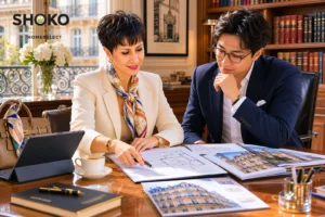 Notaire office in France where international buyer signs property purchase documents