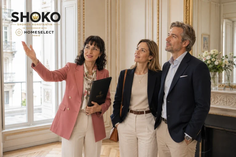 International couple viewing a property in Nantes with their buyer agent