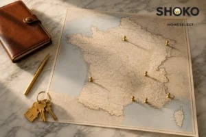 Map of France highlighting major cities beyond Paris where buyer agent property representation services are available